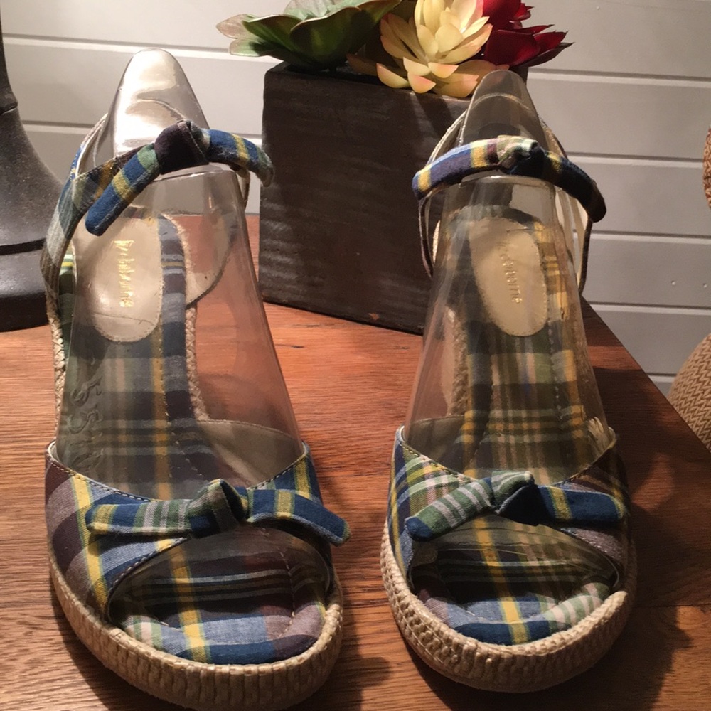 Blue Madras multi Liz Clairborne wedges